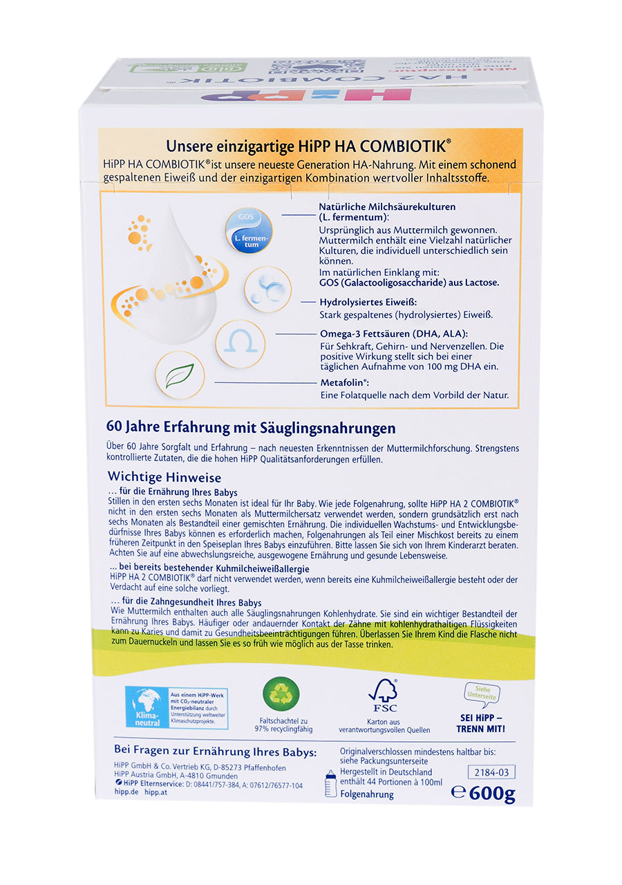 HiPP German HypoAllergenic Stage 2 Formula