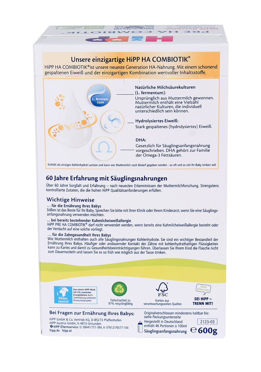 HiPP German HypoAllergenic Stage Pre Formula