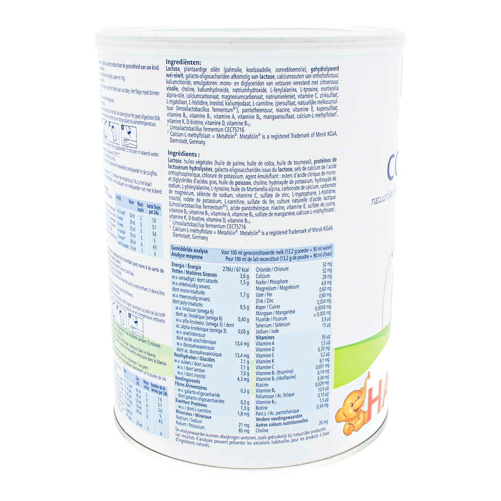 HiPP Dutch HypoAllergenic Stage 1 Formula ingredients and nutrition label