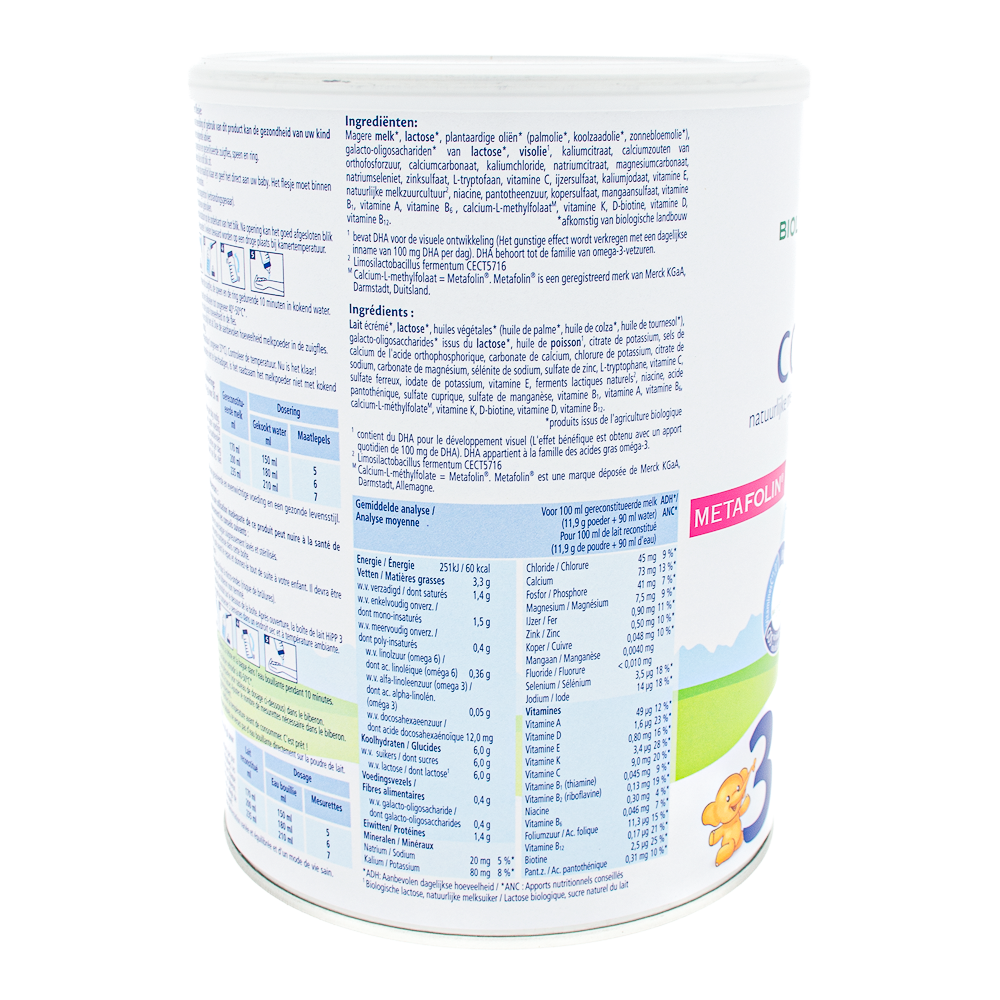 HiPP Dutch Stage 3 Formula ingredients and nutrition label