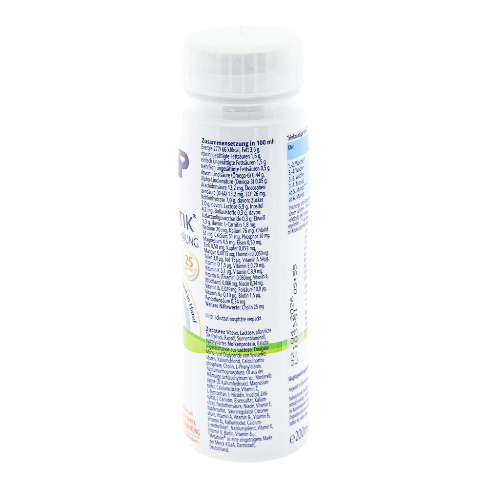 HiPP German HypoAllergenic Ready to Feed Stage Pre Formula ingredients and nutrition label