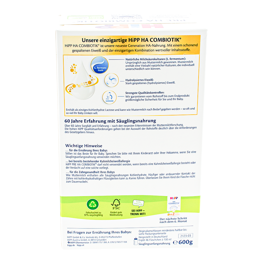 HiPP German HypoAllergenic Stage Pre Formula About HiPP