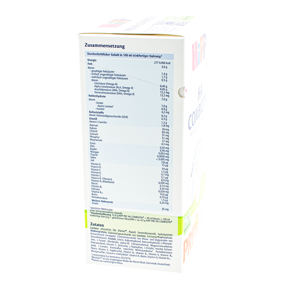 HiPP German HypoAllergenic Stage Pre Formula ingredients and nutrition label