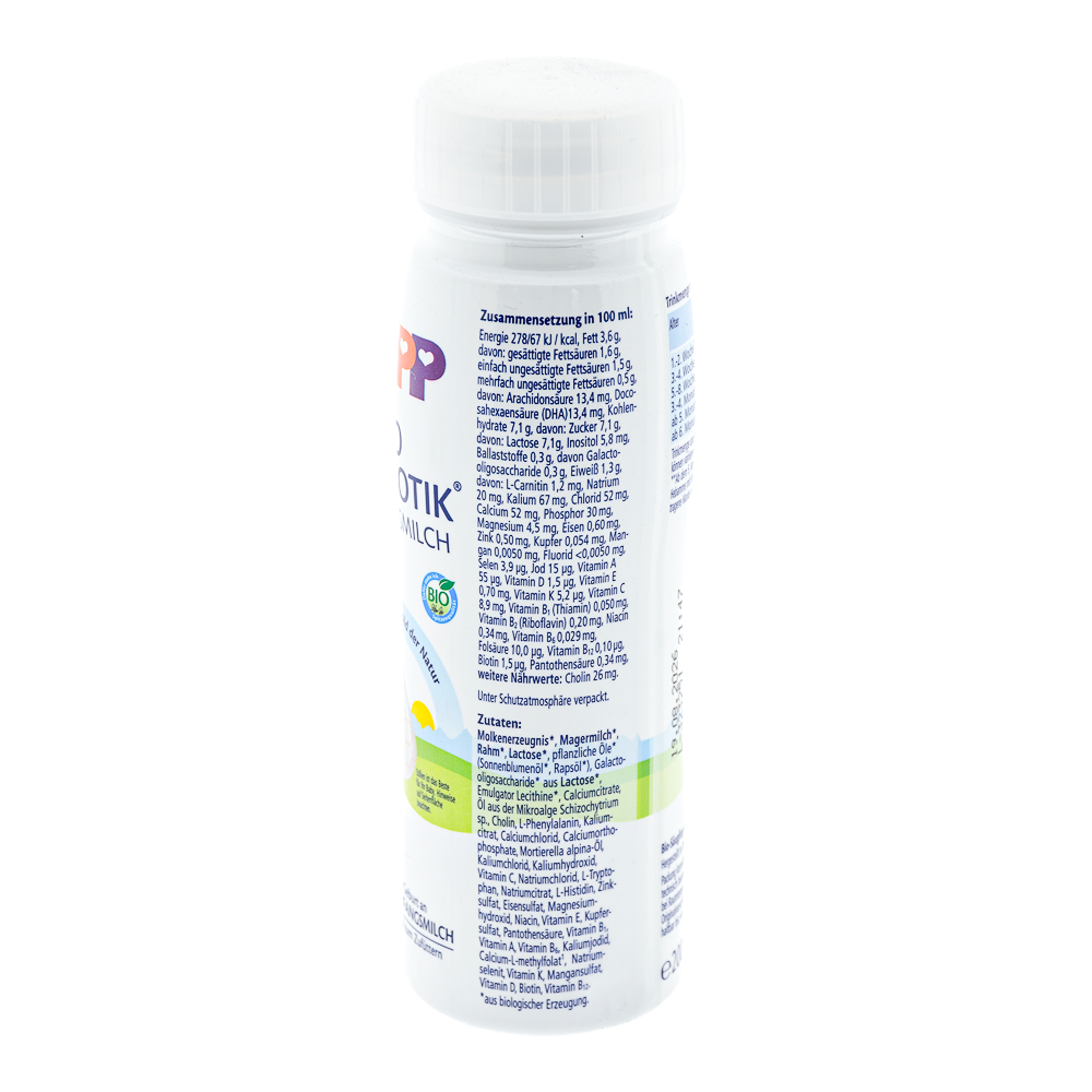 HiPP German Ready to Feed Stage 1 Formula ingredients and nutrition label
