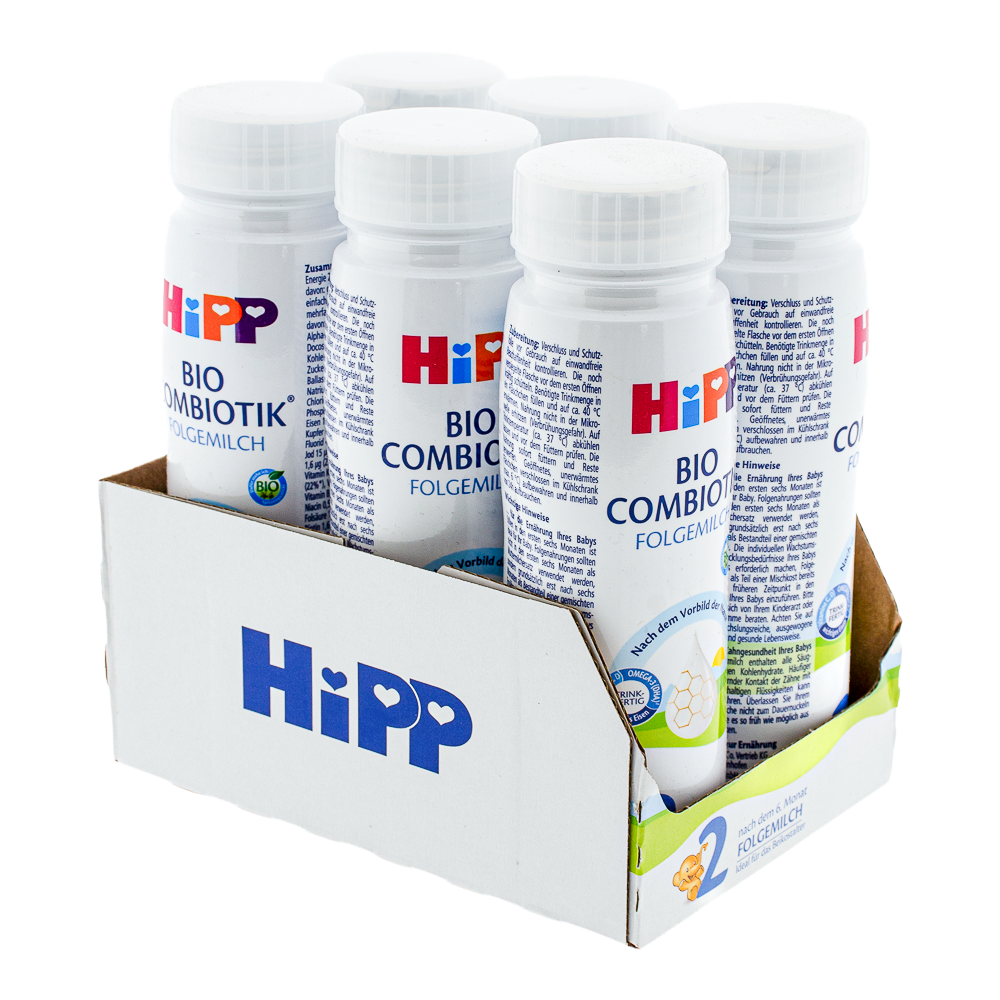 HiPP German Ready to Feed Stage 2 Formula bottle with outer box