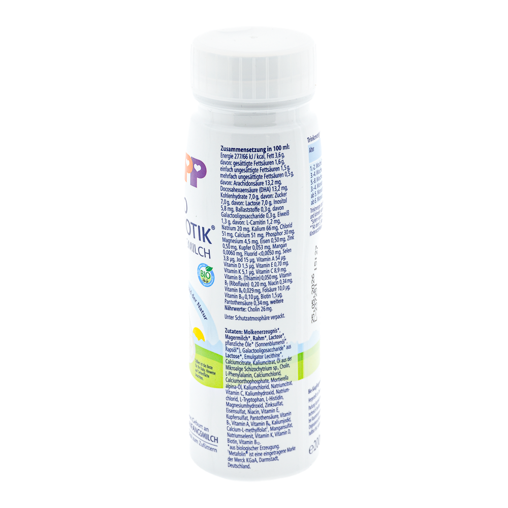 HiPP German Ready to Feed Stage Pre Formula ingredients and nutrition label