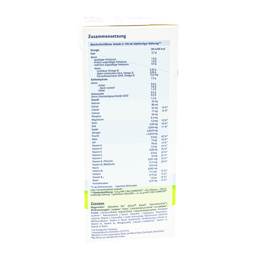 HiPP German Stage 2 Formula nutrition label
