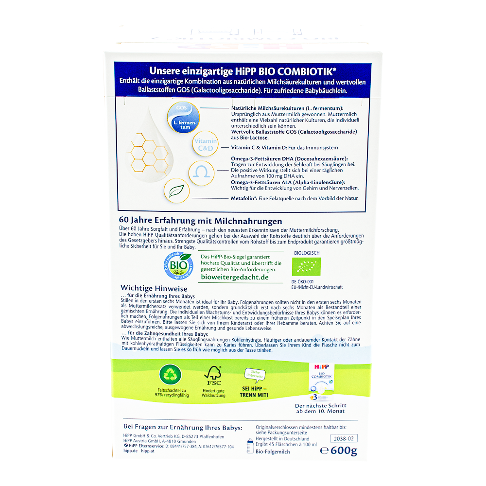 HiPP German Stage 2 Formula - No Starch About HiPP