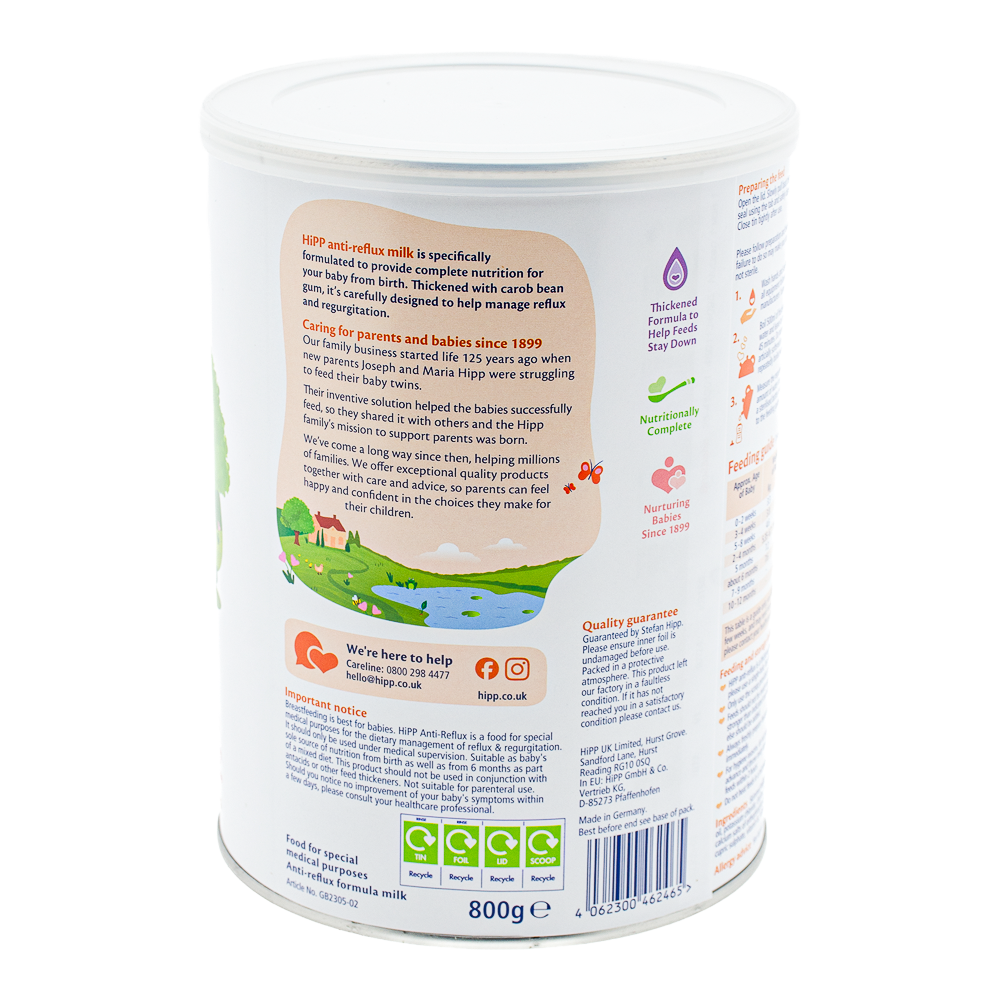 Hipp UK Anti-Reflux Formula About HiPP