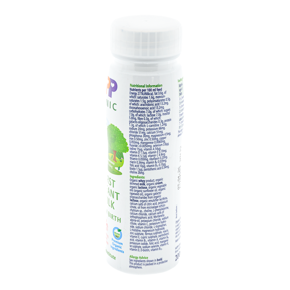 HiPP UK Ready to Feed Stage 1 Formula ingredients and nutrition label