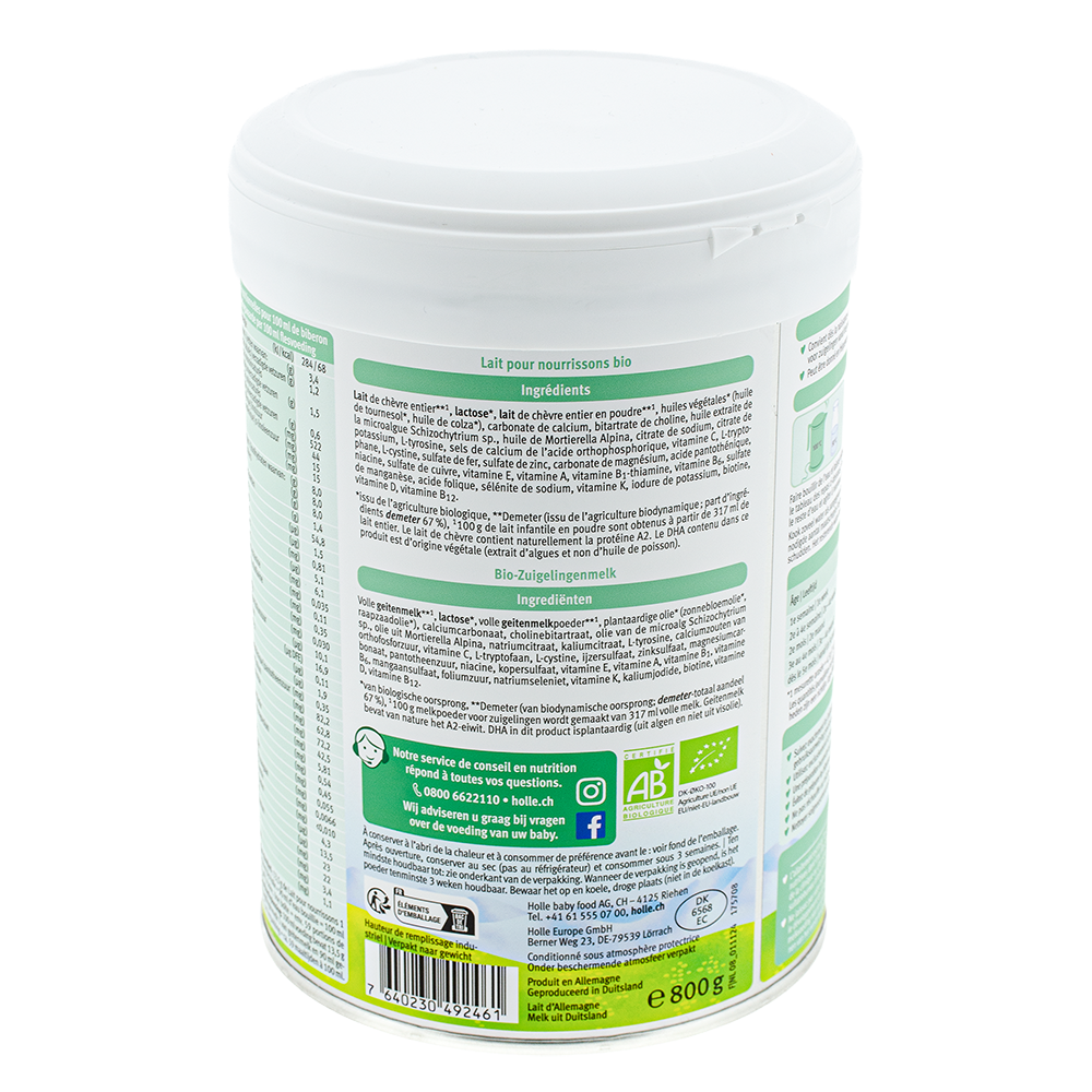 Holle Dutch Goat Stage 1 Formula ingredients