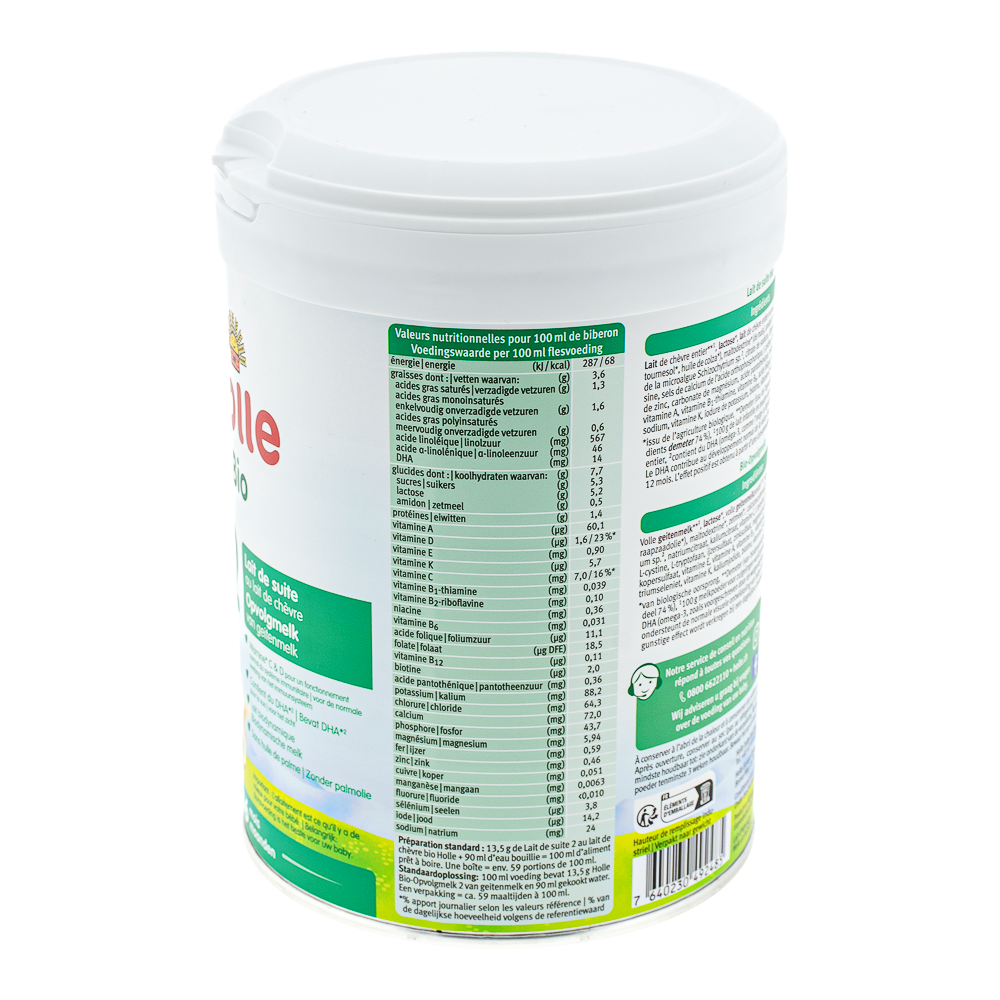 Holle Dutch Goat Stage 2 Formula nutrition label
