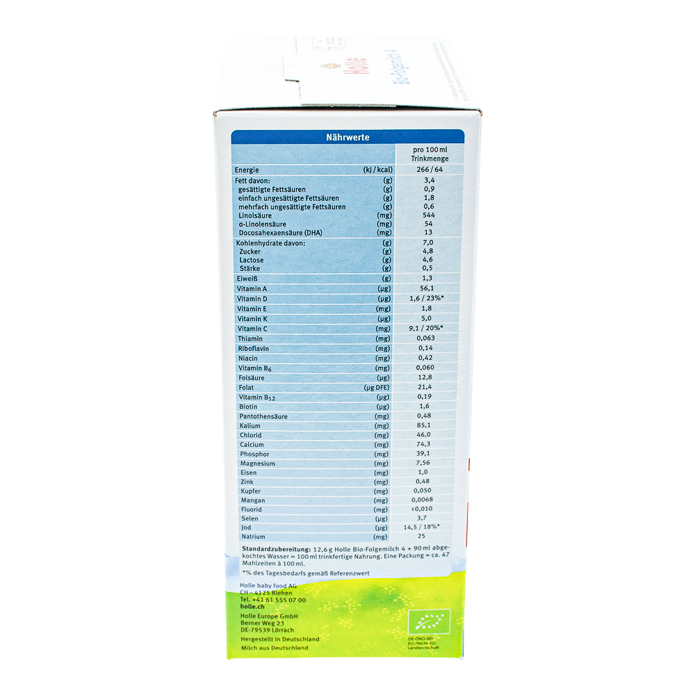 Holle Stage 4 Formula nutrition label