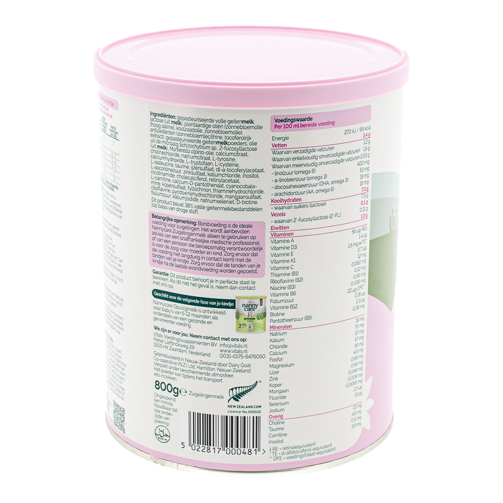 Nannycare Stage 1 Formula ingredients and nutrition label