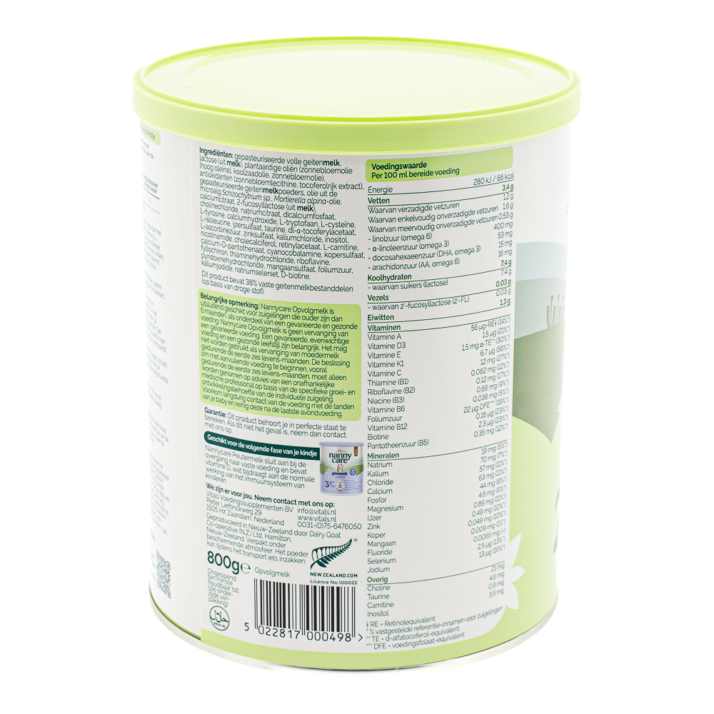 Nannycare Stage 2 Formula ingredients and nutrition label