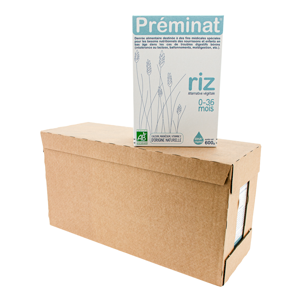 Préminat Riz Vegan Organic Baby Formula pack with outer box